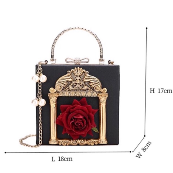 Black Gothic Rose Pearl Goddess Crossbody Bag - Picture 3 of 6